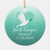 Baby Boy Baptism Dove Clouds Photo Frame Keramik Ornament (Hinten)