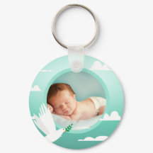 Baby Boy Baptism Dove Clouds Photo Frame
