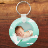 Baby Boy Baptism Dove Clouds Photo Frame Schlüsselanhänger (Vorderseite)