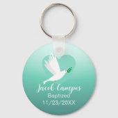 Baby Boy Baptism Dove Clouds Photo Frame Schlüsselanhänger (Rückseite)