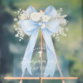 Baby Boy Baptism Elegant Blue Eucalyptus Bow Acrylschild (Neutral)