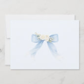 Baby Boy Baptism Photo Floral Eucalyptus Bow Einladung (Rückseite)
