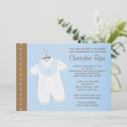 Baby Boy Baptisse / Christening-Anregung Einladung (Stehend Vorderseite)
