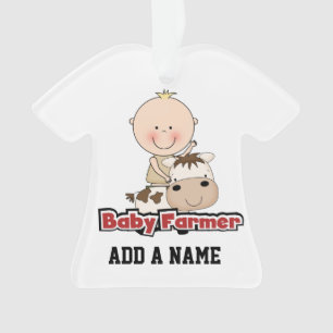 Baby Boy Bauer mit Kuh Ornament