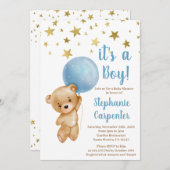 Baby Boy Bear Baby Shower Einladung (Vorne/Hinten)