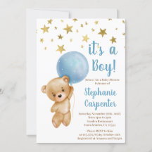 Baby Boy Bear Baby Shower Einladung