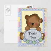 Baby Boy Bear danke Postkarte (Vorne/Hinten)