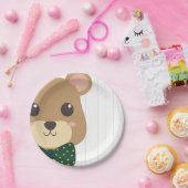 Baby Boy Bear Green & Gold Baby Dusche Pappteller (Party)