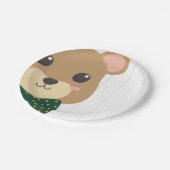 Baby Boy Bear Green & Gold Baby Dusche Pappteller (Schrägansicht)