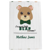 Baby Boy Bear Green & Gold Mittlere Geschenktüte (Vorderseite)
