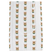 Baby Boy Bear Green & Gold Mittlere Geschenktüte (Rückseite)