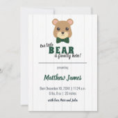 Baby Boy Bear Green & Gold Vertical Baby Ankündigung (Vorderseite)