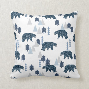 Baby Boy Bear Marine und graues Kinderzimmer Kissen