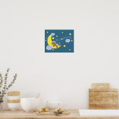 Baby Boy Bear Moon Celestis Kinderzimmer Print Poster (Küche)