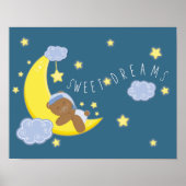 Baby Boy Bear Moon Celestis Kinderzimmer Print Poster (Vorne)