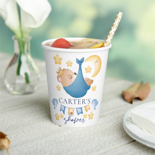 Baby Boy Bear Personalisiert Baby Dusche Pappbecher (In Situ)