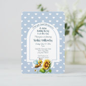 Baby Boy Bee In A Sunflower Shower  Einladung (Stehend Vorderseite)