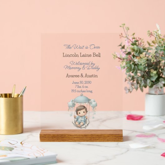 Baby Boy Begrüßungszeichen Acrylschild (Hochzeit)