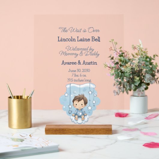 Baby Boy Begrüßungszeichen Acrylschild (Hochzeit)
