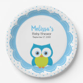 Baby Boy Big Mit Augen Lächeln Owl Paper Plate Pappteller (Vorderseite)