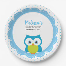 Baby Boy Big Mit Augen Lächeln Owl Paper Plate