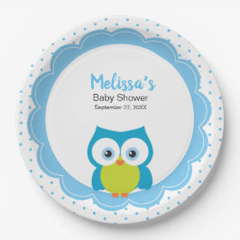 Baby Boy Big Mit Augen Lächeln Owl Paper Plate Pappteller