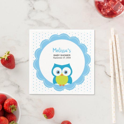 Baby Boy Big Mit Augen Lächeln Owl Party Napkin Serviette (Beispiel)