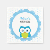 Baby Boy Big Mit Augen Lächeln Owl Party Napkin Serviette (Vorderseite)