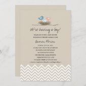 Baby Boy Bird's Nest Baby Shower Einladung (Vorne/Hinten)