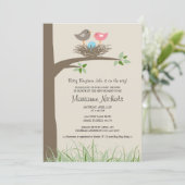 Baby Boy Bird's Nest Baby Shower Einladung (Stehend Vorderseite)