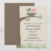 Baby Boy Bird's Nest Baby Shower Einladung (Vorne/Hinten)