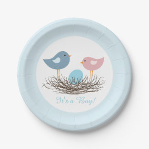 Baby Boy Bird's Nest Babyparty Pappteller