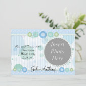 Baby Boy Birth Ankündigung (Stehend Vorderseite)