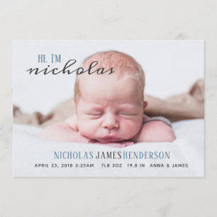 Baby Boy Birth Ankündigung Einfach Niedlich
