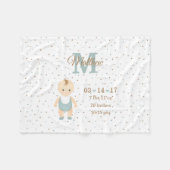 Baby Boy Birth Ankündigung Fleecedecke (Vorderseite (Horizontal))