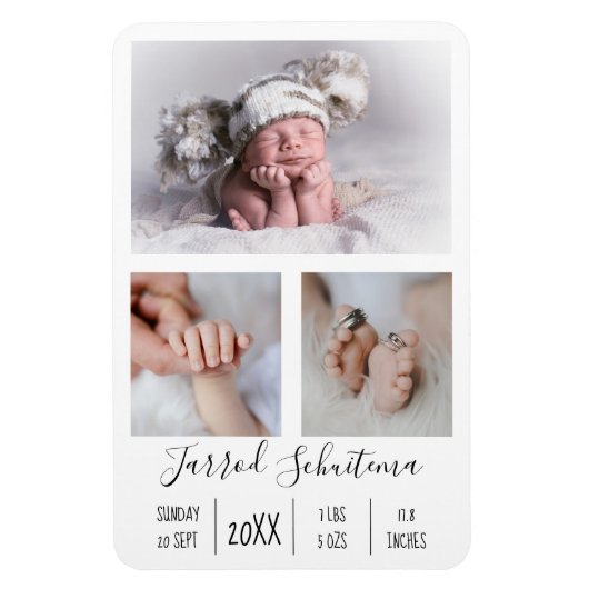 Baby Boy Birth Ankündigung Flexible Foto Magnet (Vertikal)