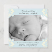 Baby Boy Birth Announcement - Blumenecken Ankündigung (Vorderseite)