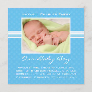 Baby Boy Birth Announcement Card Ankündigung