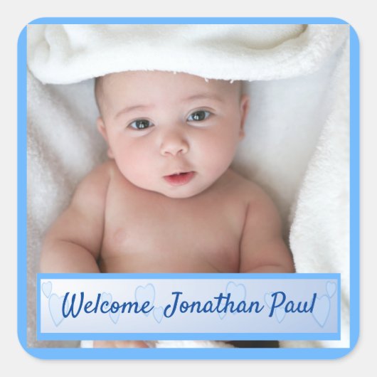 Baby Boy Birth Announcement Classic Round Sticker (Vorderseite)