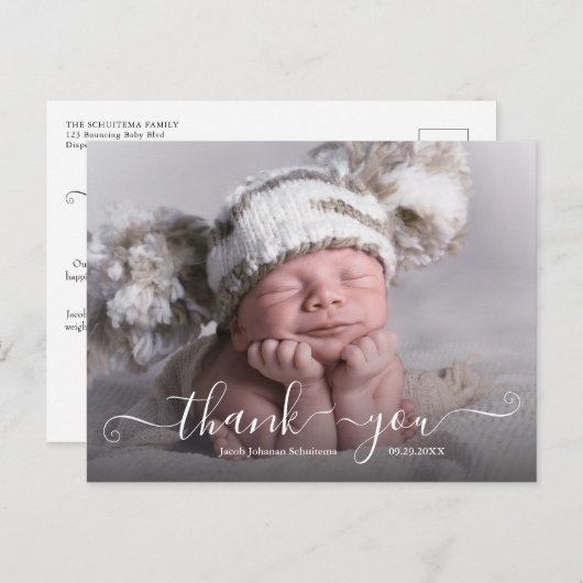 Baby Boy Birth Announcement Foto Postcard Ankündigungspostkarte (Vorne/Hinten)