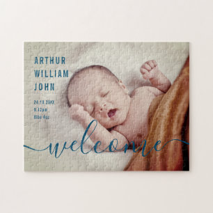 Baby Boy Birth Announcement Foto Puzzle