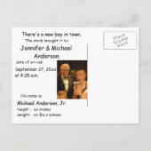 Baby Boy Birth Announcement Las Vegas Ankündigungspostkarte (Rückseite)