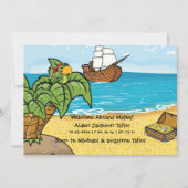 Baby Boy Birth Announcement Pirates Treasure Ankündigung (Vorderseite)