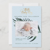 Baby Boy Birth Announcement - Tropical Palm Leaf Ankündigung (Vorderseite)