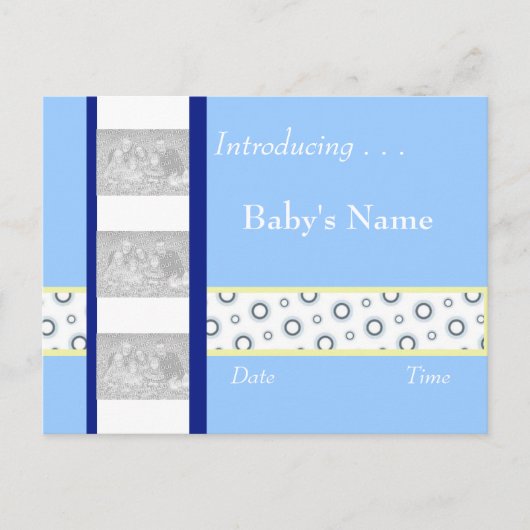 Baby Boy Birth Announction Template Ankündigungspostkarte (Vorderseite)