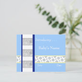 Baby Boy Birth Announction Template Ankündigungspostkarte (Stehend Vorderseite)