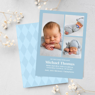 Baby Boy Birth Foto Collage Custom Blue