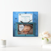 Baby Boy Birth Foto Keepake Quadratische Wanduhr (Zuhause)