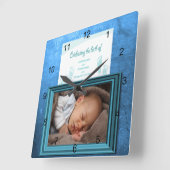 Baby Boy Birth Foto Keepake Quadratische Wanduhr (Winkel)