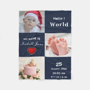 Baby Boy Birth Stat Ankündigung Foto Fleecedecke